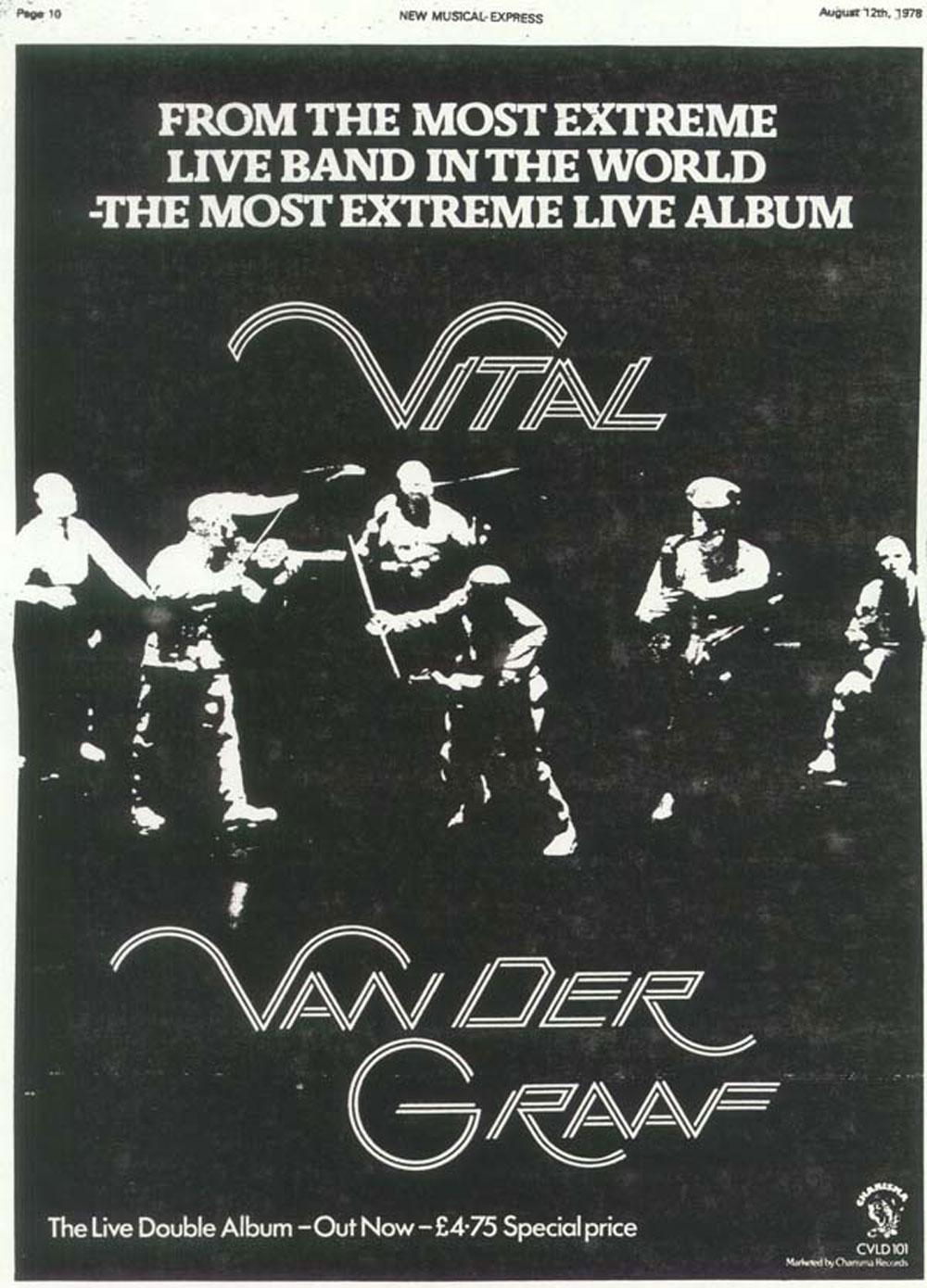 ORGAN THING: From the most extreme live band in the world, the most extreme live album, Van Der Graaf’s Vital reissued…